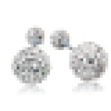 Women′s Elegant 925 Sterling Silver Double Crystal Stud Earrings